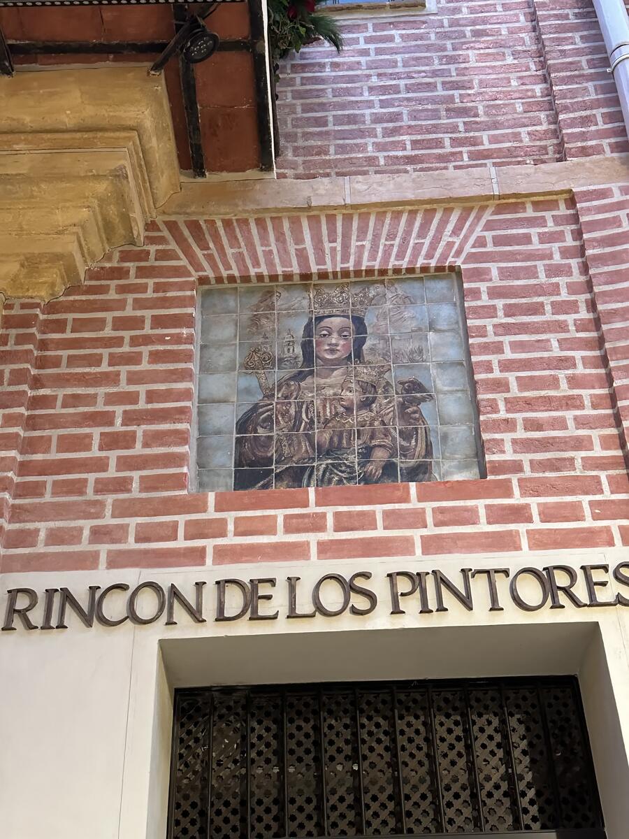 Mattonelle con dipinto della Madonna con Gesù Bambino
